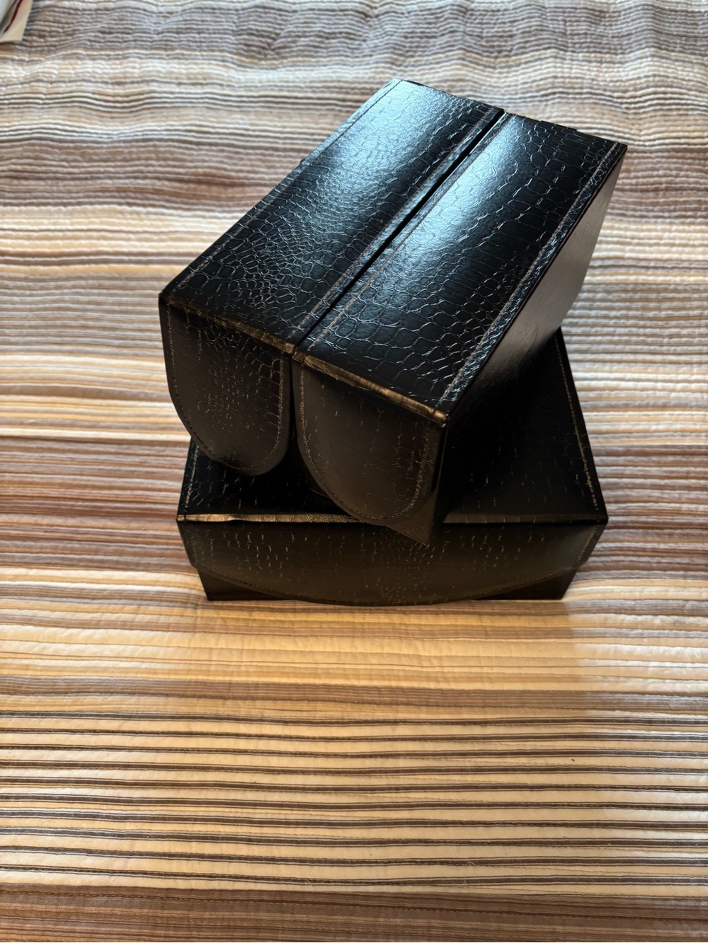 Joe Mangano Precious Pockets Black Faux Croc Case 3 Piece Set